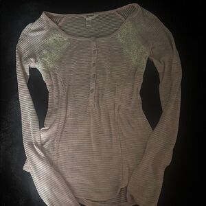 Arizona Jean Cream/Pink Polo Collar Fitted Blouse